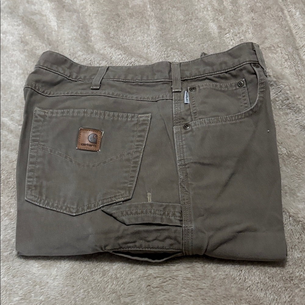 Carhartt Khaki Work loose fit Pants with Utility Pockets 34/30 a10